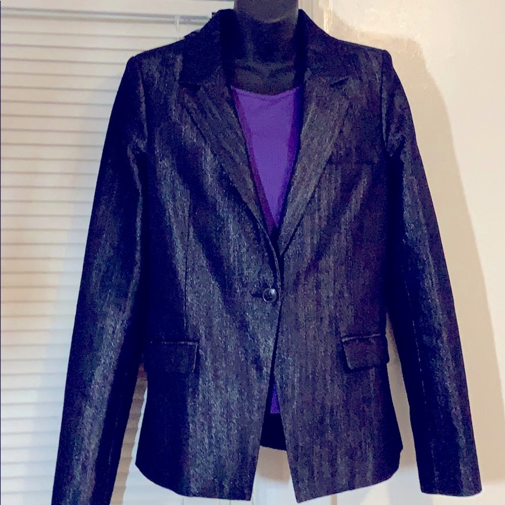 Talula Aritzia Indigo silver single button blazer